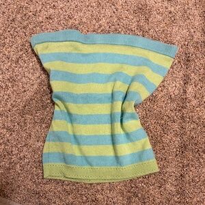Blue and green striped tube top
